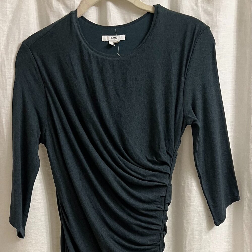 Helmut Lang Nova Ruched Jersey Dress Deep Green